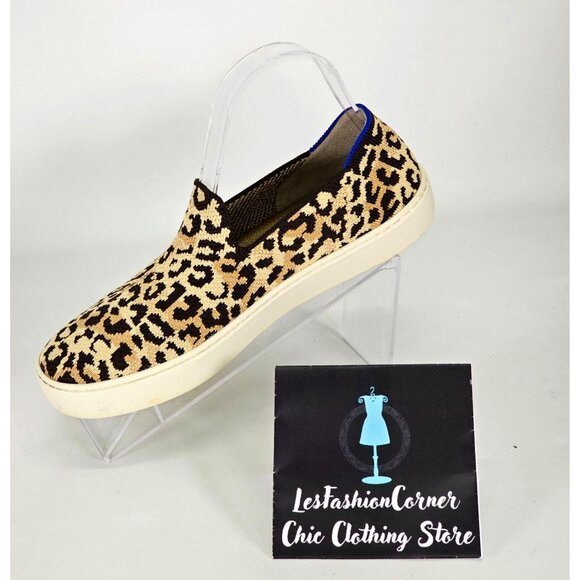 Rothy's Women's Leopard Cheetah Fabric The Sneaker Slip On Shoes Size 7.5 2119 - Picture 15 of 16